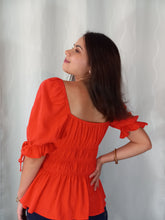 Load image into Gallery viewer, Puff Sleeve Peplum Blouse