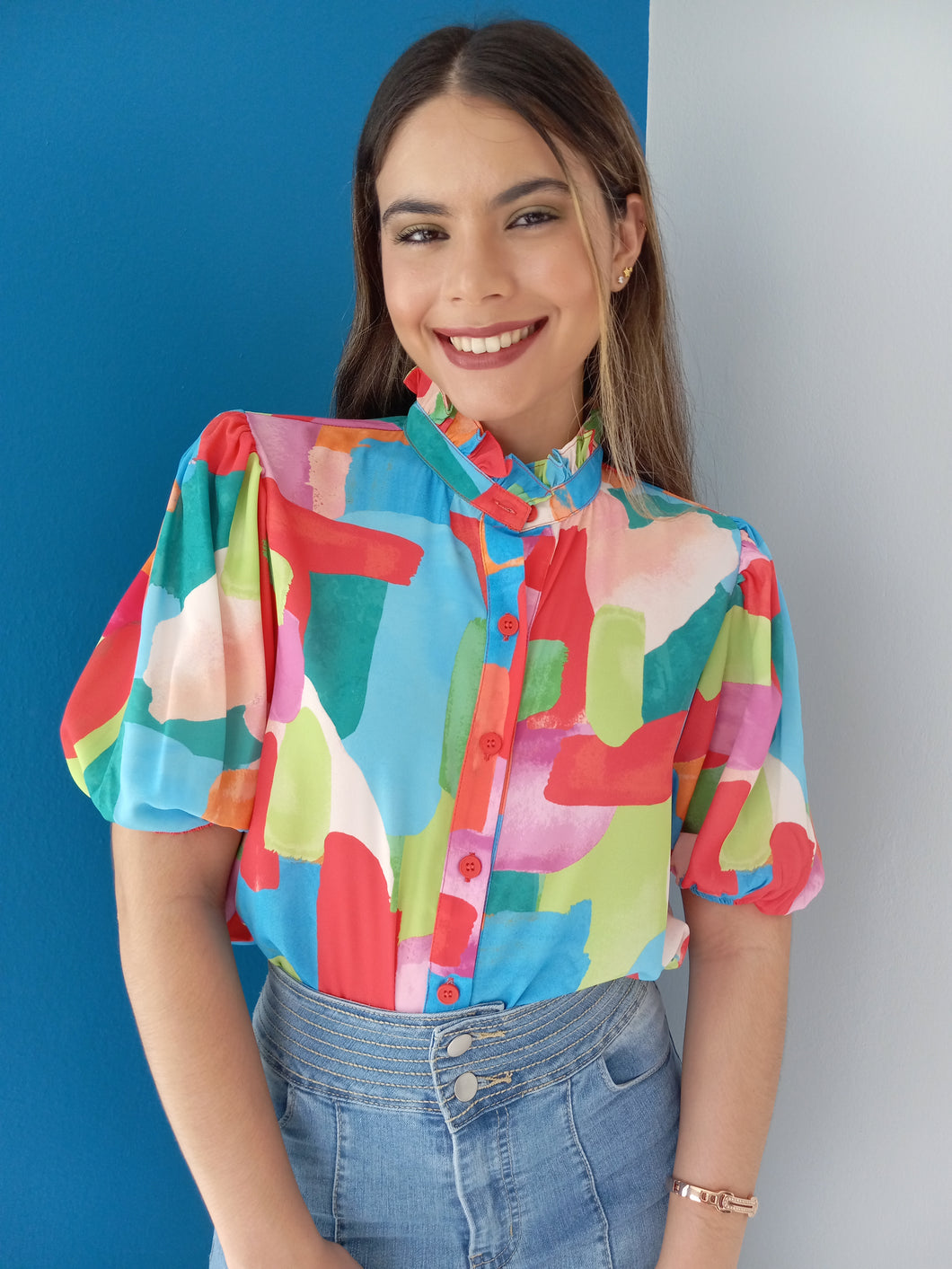 Printed short Sleeve blouse