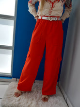 Load image into Gallery viewer, Satin Red Cargo Pants
