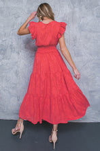 Load image into Gallery viewer, Textured Woven Red Midi Dress
