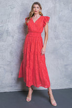 Load image into Gallery viewer, Textured Woven Red Midi Dress
