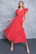Load image into Gallery viewer, Textured Woven Red Midi Dress
