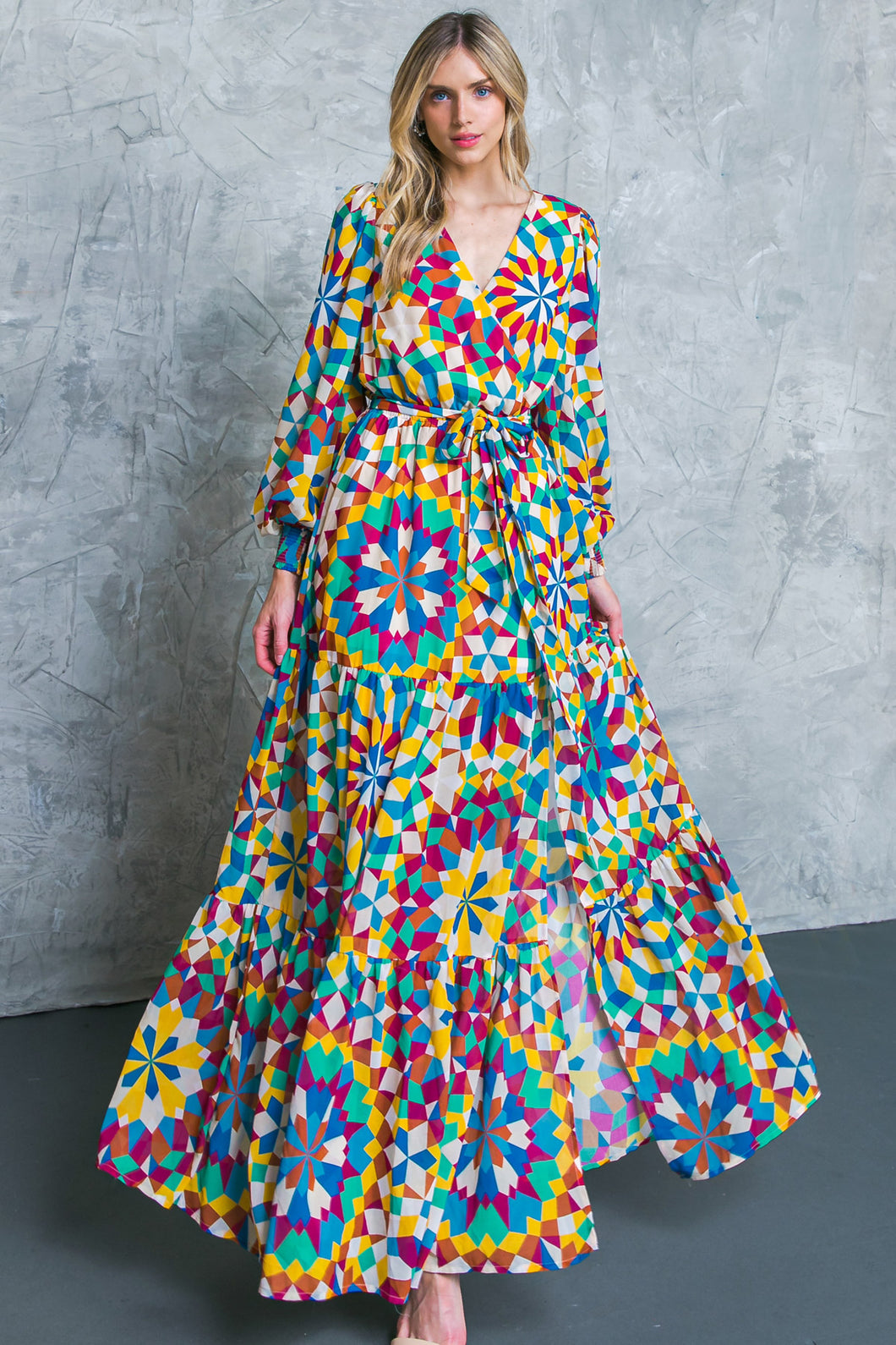 Mosaic Print Maxi Dress