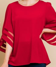 Load image into Gallery viewer, Bell Sleeve Red Blouse
