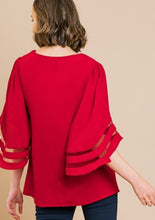 Load image into Gallery viewer, Bell Sleeve Red Blouse
