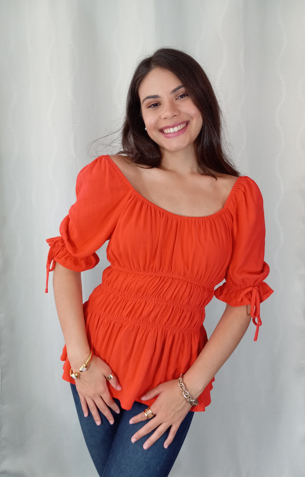 Puff Sleeve Peplum Blouse