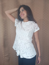 Load image into Gallery viewer, White Pearl Peplum Blouse
