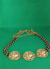 Load image into Gallery viewer, Black and Gold Medallion Belt
