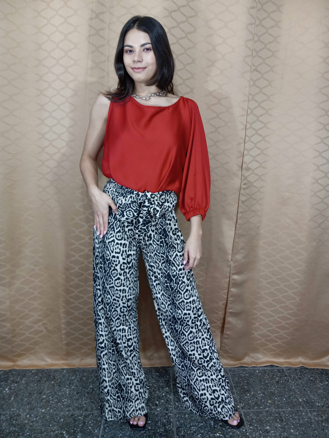 Leopard Print Wide Leg Pants