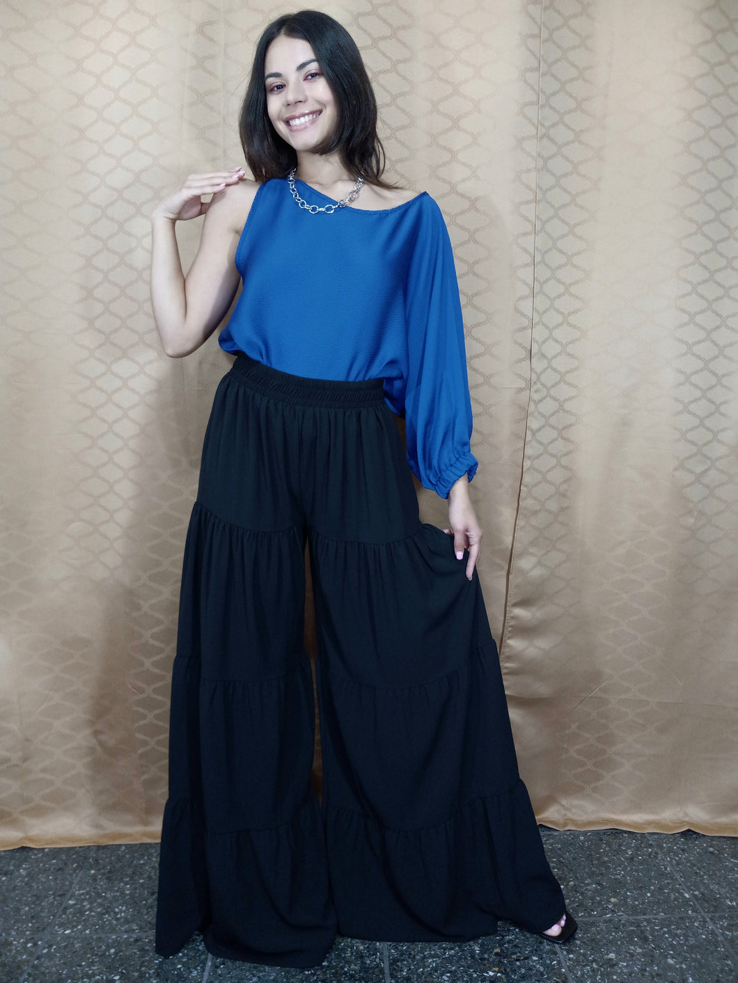 Satin One Sleeve Top
