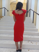 Load image into Gallery viewer, Double Ruffle Red Midi Dress
