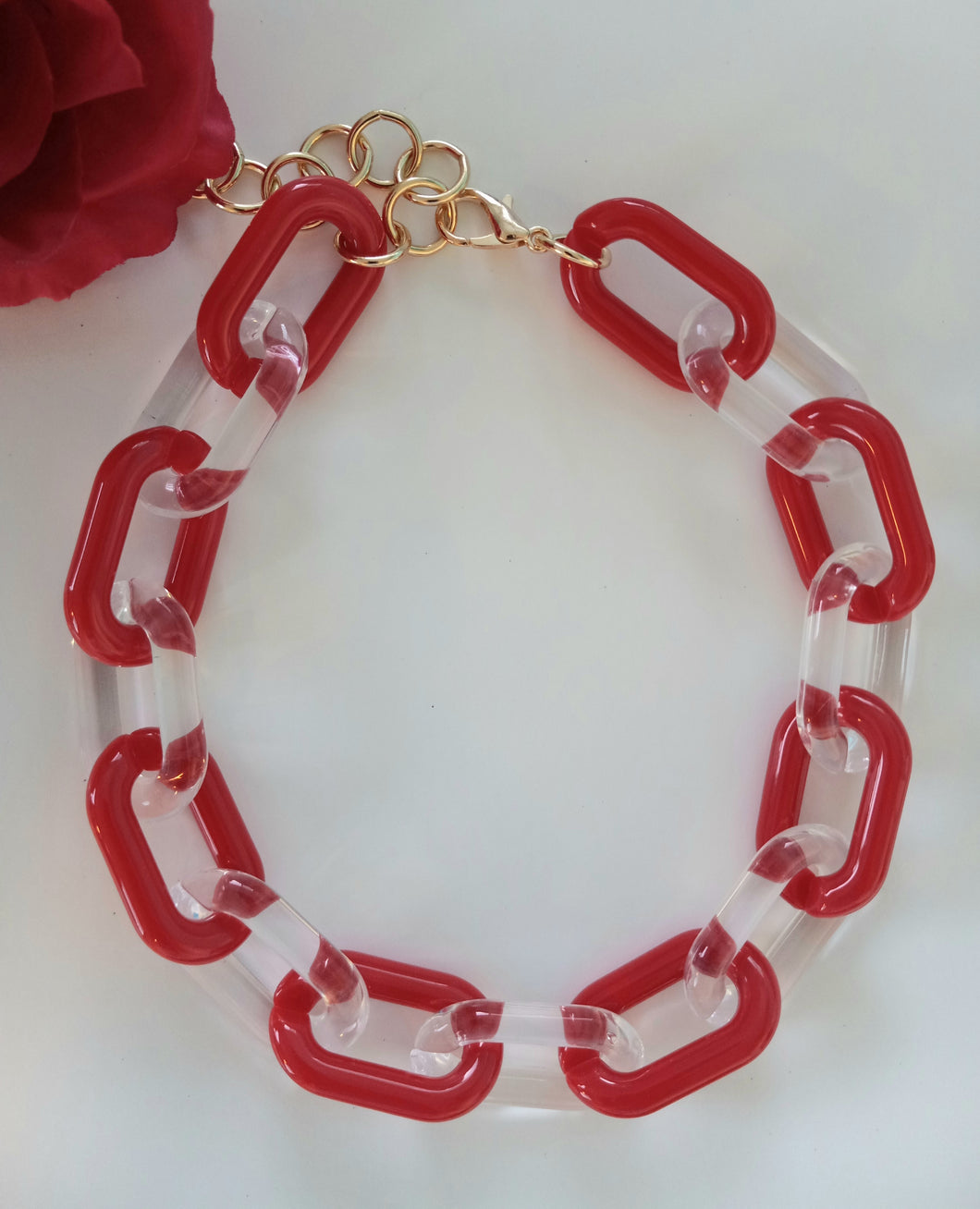 Red And Clear Chunky Neckline