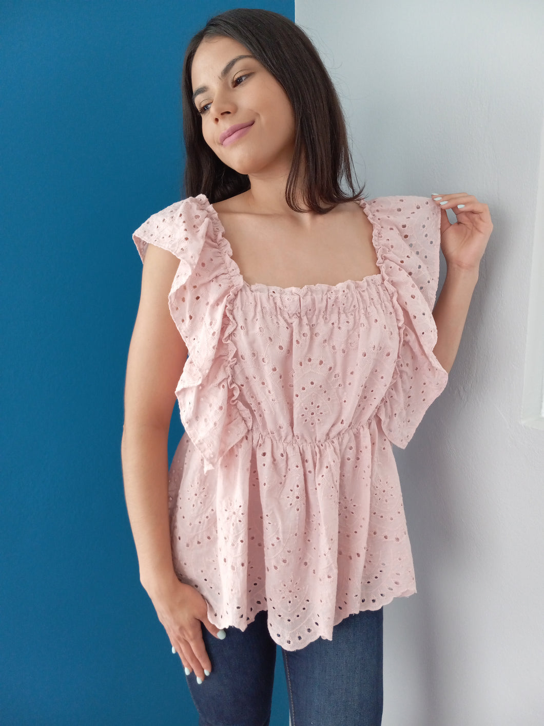 Blush Eyelet Top
