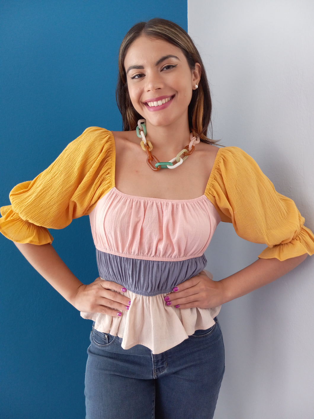 Mustard/Pink Top