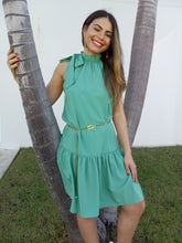 Load image into Gallery viewer, Tie Detail Green Dress
