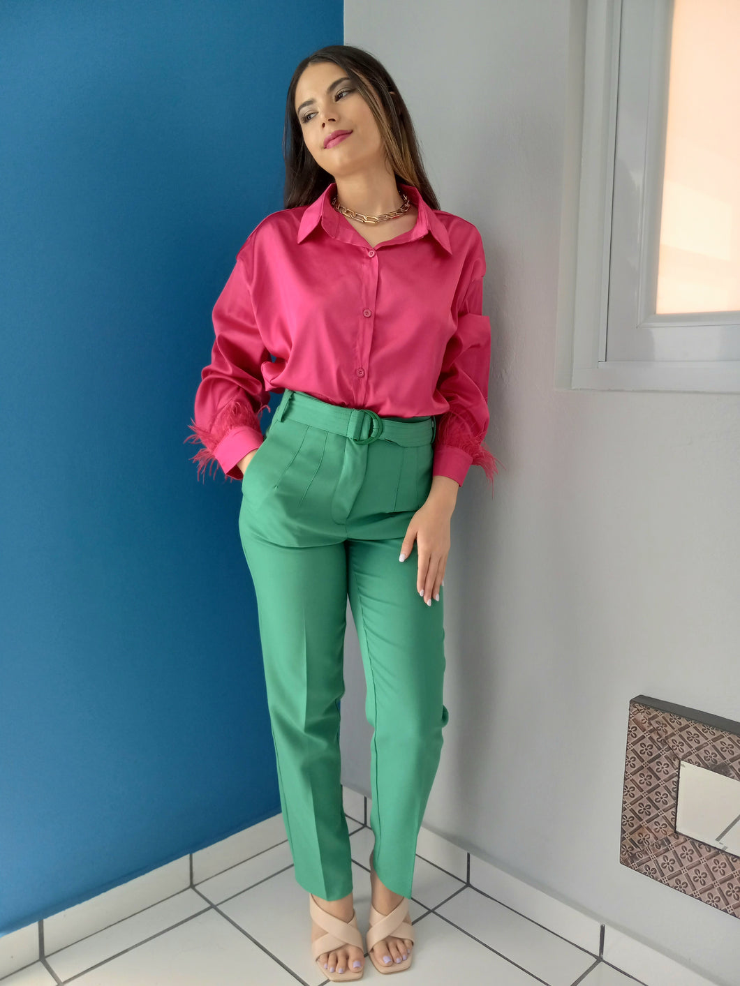 Belted Green Pants