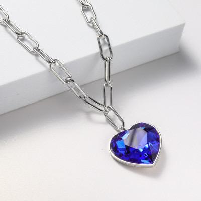 Stainless Steel Purple Heart Necklace