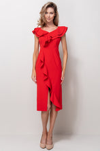 Load image into Gallery viewer, Double Ruffle Red Midi Dress
