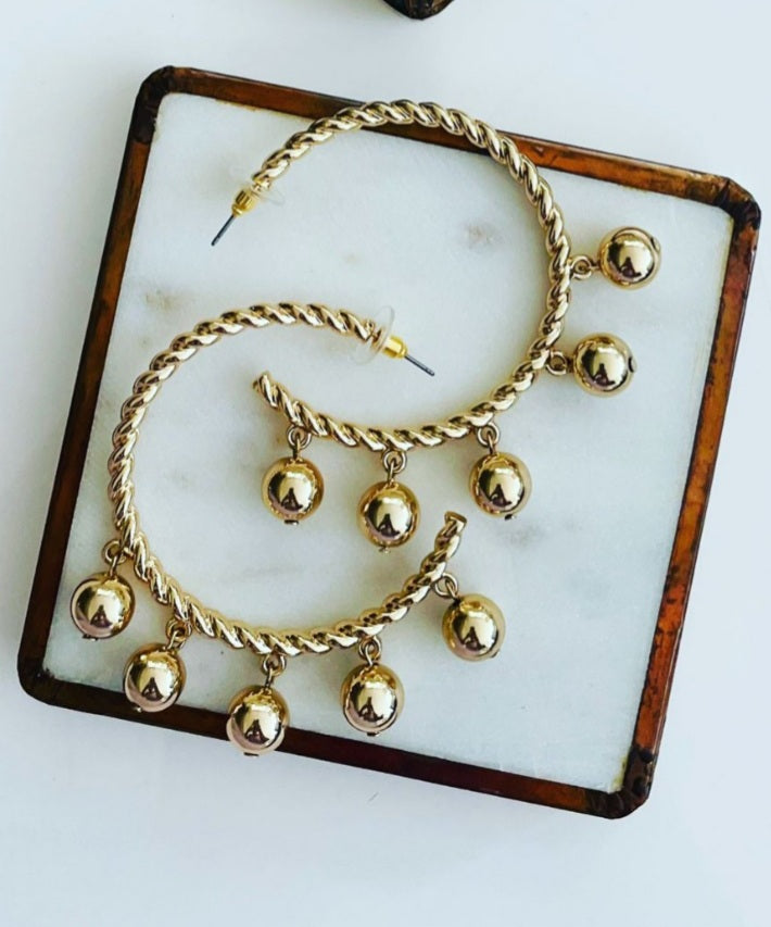 Golden Hoops With Balls