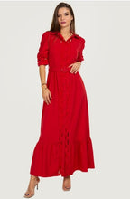 Load image into Gallery viewer, Crochet Details Red Dress
